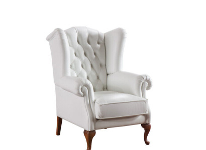 Chesterfield Wing Chair Armchair Upholstery TV Office Couch Genuine Leather CL-F3